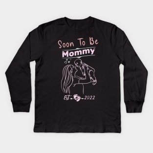 Soon to be Mommy 2022 Womens Promoted to Mommy Est 2022 Kids Long Sleeve T-Shirt